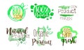 Natural Organic Food Labels Set, Bio Farm Product Badges Watercolor Hand Drawn Vector Illustration Royalty Free Stock Photo