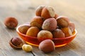 Natural organic hazelnuts in a bowl Royalty Free Stock Photo