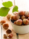 Natural organic hazelnuts in a bowl Royalty Free Stock Photo