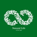 Natural and organic life. Vector eco organic emblem logo design template. Eco green concept of natural products. Infinity of leave Royalty Free Stock Photo