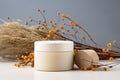 Natural Organic Moisturizer Cream in Eco-Friendly Jar with Dried Flowers