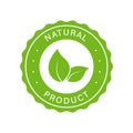 Natural Organic Product Green Stamp. Pure Symbol. Quality Fresh Natural Ingredients Sticker. Eco Friendly Healthy Food
