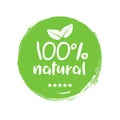 100 natural organic stamp food badge. Eco Nature green icon product label or logo typography