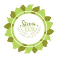 Natural Organic Stevia Label or Badge Vector Illustration