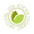 Natural organic stevia logo. Healthy product label vector Illustration