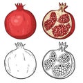 Natural organic sweet cut and sliced pomegranate