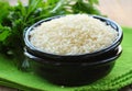 Natural organic white rice in bowl Royalty Free Stock Photo