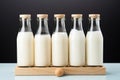 Natural pairing Milk bottles displayed in a wooden frame, uniting simplicity and sustenance