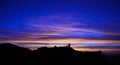 Awesome sky at nightfall on natural park Roque Nublo,Gran canaria island Royalty Free Stock Photo