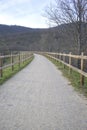 Natural path of La Plata Extremadura greenway in vertical wide curve