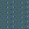 Hand-drawn watercolor seamless pattern with blueberries on gray blue background. Polka dot texture. Simple natiral