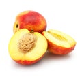 Natural peach fruits isolated on white Royalty Free Stock Photo