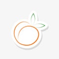 Natural peach line sticker. Cartoon of natural peach icon for web design