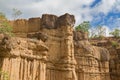 Natural phenomenon of eroded cliff, soil pillars, rock sculpture