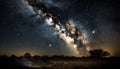 Natural phenomenon illuminates majestic spiral galaxy outdoors generated by AI