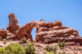 Natural phenomenon. Stone arches and sandstone cliffs in the Moab Desert, Utah. Arches National Park, USA Royalty Free Stock Photo