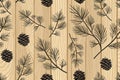 Seamless Pattern of Pine Wood with Black Knots Royalty Free Stock Photo