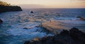 Natural pool, piscina natural of Acantilados de Los Gigantes at sunset. Ocean coast in town Puerto de Santiago, Tenerife Royalty Free Stock Photo