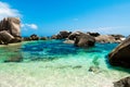 Natural pool of tropical amazing beach Anse Marron, La Digue, Se