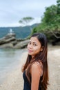 Natural portrait Beautiful Asian girl smiling. Native Asian beauty. Asian woman Royalty Free Stock Photo