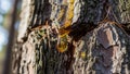 Natural process is common in coniferous trees, where resin is secreted to Royalty Free Stock Photo