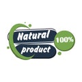 Natural product label badge green. Vector veggie packaging