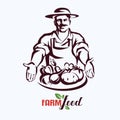 Natural products, farm food stylized vector symbol