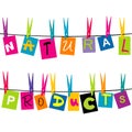 Natural products message with colored pieces of paper