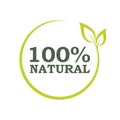 Natural products sticker, label, badge and logo. Ecology icon. Logo template with green leaves for organic and eco friendly Royalty Free Stock Photo