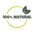 Natural products sticker, label, badge and logo. Ecology icon. Logo template with green leaves for organic and eco friendly Royalty Free Stock Photo