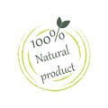 Natural products sticker, label, badge and logo. Ecology icon. Logo template with green leaves for organic and eco friendly Royalty Free Stock Photo