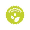 Natural products sticker, label, badge and logo. Ecology icon. Logo template with green leaves for organic and eco friendly Royalty Free Stock Photo