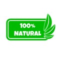 Natural products sticker, label, badge and logo. Ecology icon. Logo template with green leaves for organic and eco friendly Royalty Free Stock Photo