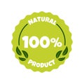 Natural products sticker, label, badge and logo. Ecology icon. Logo template with green leaves for organic and eco friendly Royalty Free Stock Photo