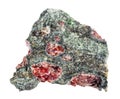 natural pyrope garnets in raw stone cutout