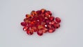 natural red padparadscha sapphire on the turning table