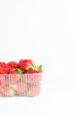 Natural red strawberries in a plastic transparent container Royalty Free Stock Photo