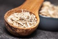 Natural remedies - dried root of siberian ginseng close up Royalty Free Stock Photo
