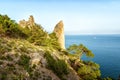 Natural reserve of mount Karaul-Oba, Crimea, city of Sudak, Black sea Royalty Free Stock Photo