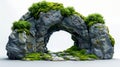 Natural rock arch in the forest Stone arch with moss isolated on white background AI generated Royalty Free Stock Photo