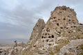 Natural rock citadel of Uchisar cave fortress ,Cappadocia,Turkey,Europe Royalty Free Stock Photo