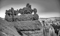 Natural rock formations at sunset with arch and hole in Bryce Canyon National Park, USA Royalty Free Stock Photo