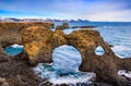 Natural rock gate in Arnarstapi, Iceland Royalty Free Stock Photo