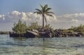 Natural rock islet in mexico