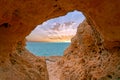 Natural rocks at Algar Seco in Carvoeiro Algarve Portugal Royalty Free Stock Photo