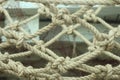 Natural rope tied to one another for stronger bonds. Bond at the end of the rope. Team work and leader concept. Natural rope