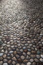 Natural round stone floor texture - background