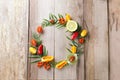 Vegetable and fruit wreath, wall and table decoration