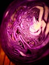Red cabbage close-up. The texture of the cut cabbage. Royalty Free Stock Photo