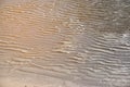 Natural sand patterns on beach at low tide.